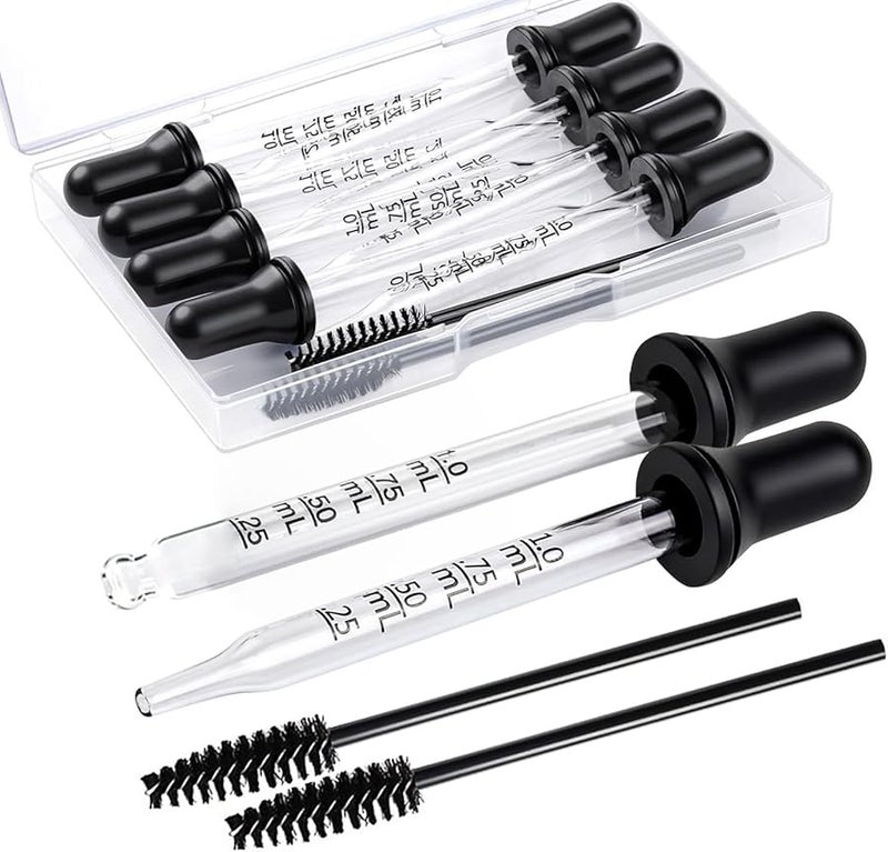 Clear Glass Essential Oil Dropper Pipette with Cleaning Brush for Crafts Lab Supplies - Image 3